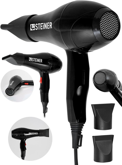 Alman 3600 Watt Profesyonel Saç Kurutma Makinesi Fön Makinesi Ac Motor Ms-9001 Siyah + 2 Ade