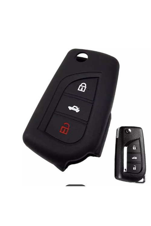 Toyota Uyumlu Auris Corolla Yaris Avensis Silikon Anahtar Koruma Kılıfı Siyah Renk 2.resime Bakınız