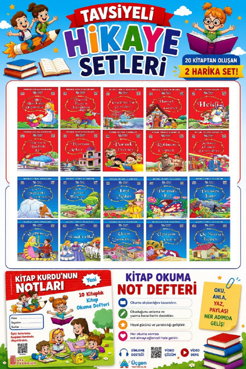 1.Ve 2.Sınıflar Için Resimli Dünya Klasikleri 1-3 (20 Kitap)+ Kitap Okuma Not Defteri