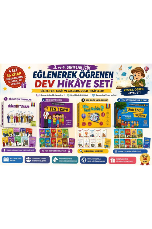 Model . Ve 4. Sınıf Bilim Ve Keşif Hikâye Seti – 4'Lü Dev Eğitici Kutu Set | 36 Kitap