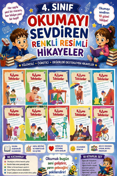 4. Sınıf Okumayı Sevdiren Renkli Resimli Hikayeler 14 - 10 Kitap