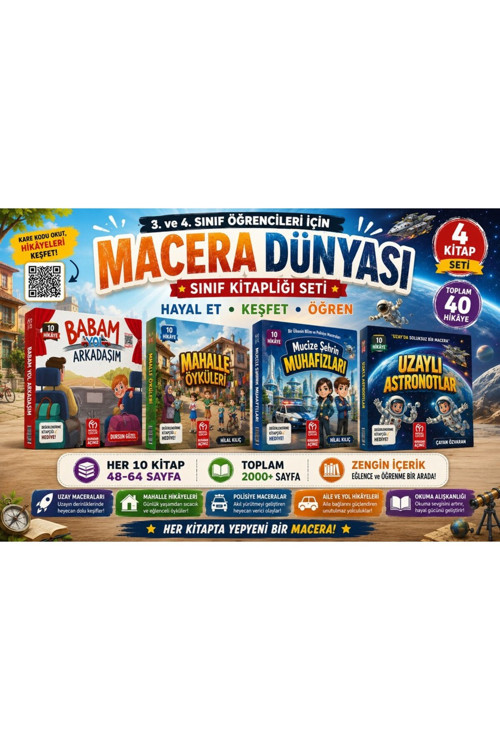 Macera Dünyası Sınıf Kitaplığı Seti 3. Ve 4. Sınıf | 4 Kitap | 40 Hikâye