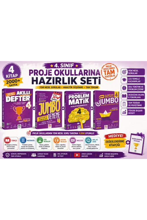 4. Sınıf Proje Okullarına Tam Hazırlık Seti (4 Kitap)