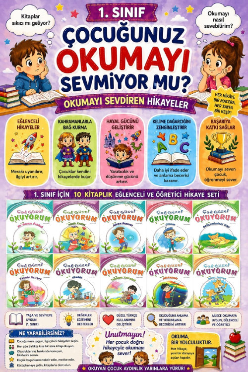 1 .Sınıf Okumayı Sevdiren 10 Lu Hikaye Seti - 5 (16 Sayfa)