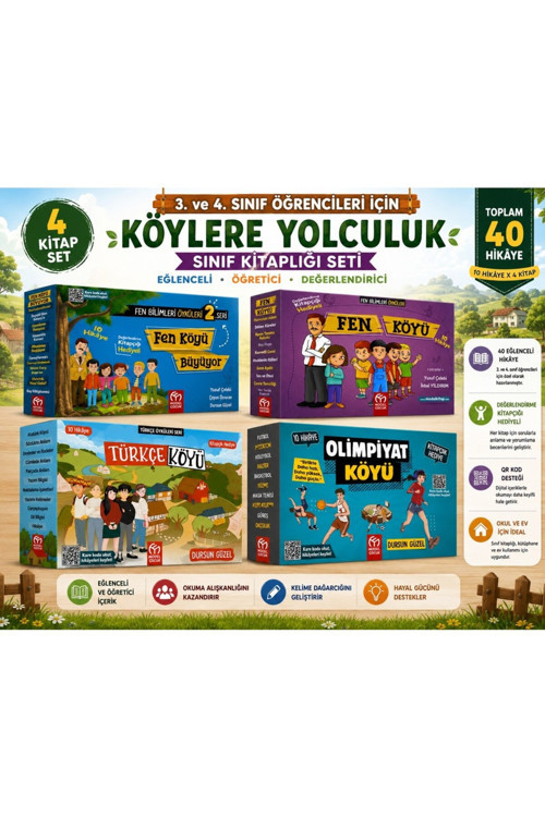 3. Ve 4. Sınıf Köylere Yolculuk Sınıf Kitaplığı Seti | 4 Kitap | 40 Hikâye | Eğitici Hikâye Serisi Henüz Değerlendirilmemiş İlk Sen Değerlendir