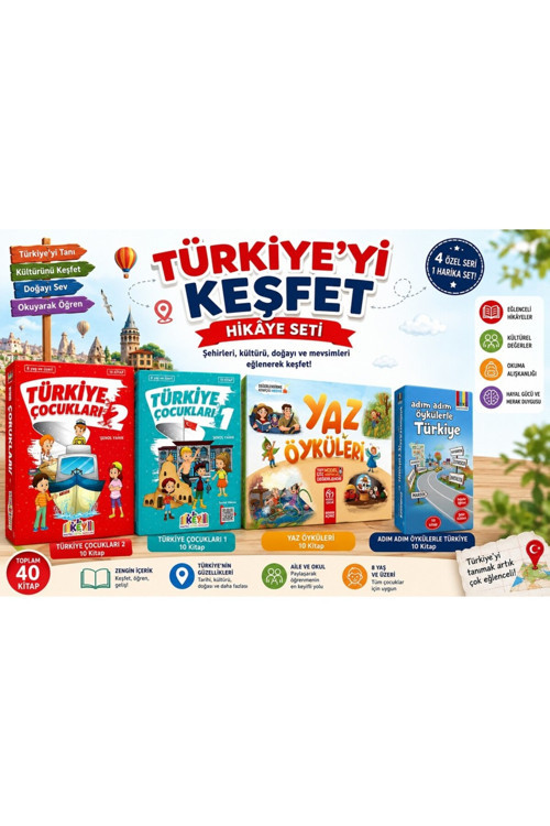Model Türkiye'Yi Keşfet Hikâye Seti | 40 Kitap Eğitici Çocuk Kitaplığı