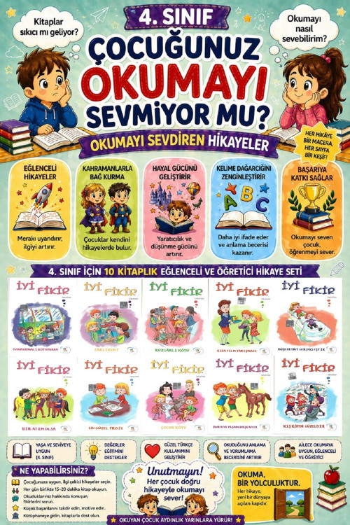 4 .Sınıf Okumayı Sevdiren 10 Lu Hikaye Seti -8 (64 Sayfa)
