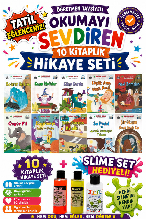 4.Sınıf Öğretmen Tavsiyeli Okumayı Sevdiren 64 Sayfa 10 Kitaplık Hikaye Seti-5 (Slime Set Hediyeli)