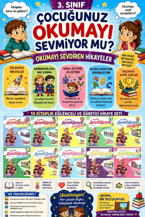 3.Sınıf Okumayı Sevdiren 10 Lu Hikaye Seti - 11 (64 Sayfa)