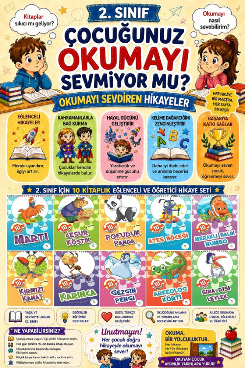 2 .Sınıf Okumayı Sevdiren 10 Lu Hikaye Seti - 10 (32 Sayfa)