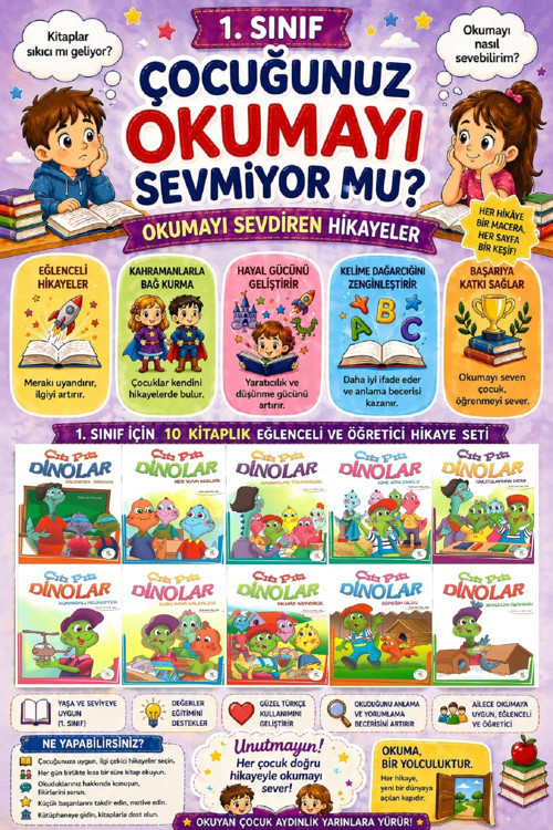 1 .Sınıf Okumayı Sevdiren 10 Lu Hikaye Seti - 6 (16 Sayfa)