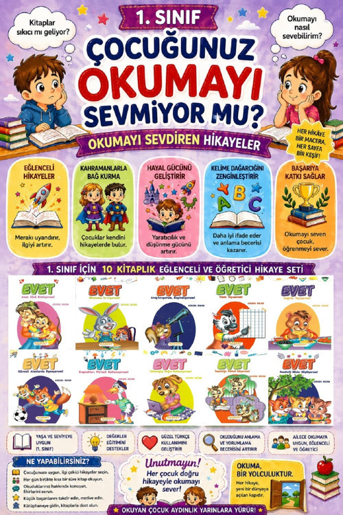 1 .Sınıf Okumayı Sevdiren 10 Lu Hikaye Seti - 8 (16 Sayfa)