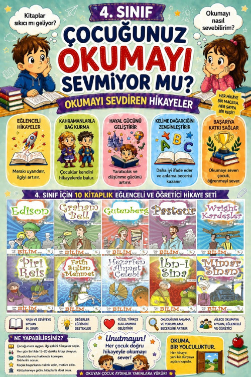 4 .Sınıf Okumayı Sevdiren 10 Lu Hikaye Seti -4 (64 Sayfa)