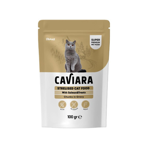 Pouch Sos İçinde Et Parçacıklı Somon ve Alabalıklı Kısırlaştırılmış Yetişkin Kedi Konservesi 100 Gr