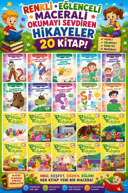 2.Sınıf Renkli Eğlenceli Maceralı Okumayı Sevdiren Hikayeler 2 (20 Kitap)