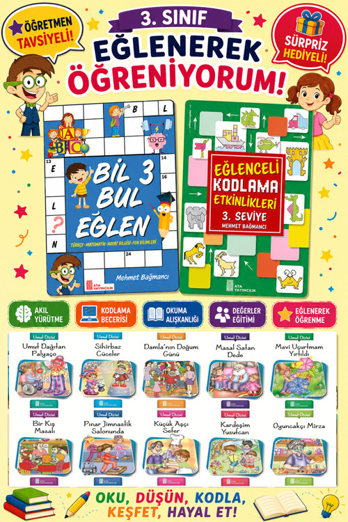3.Sınıflar İçin Okumayı Sevdiren 10 Lu Hikaye Seti -Bil Bul Eğlen-Kodlama 9 (Okulda Evde Tatilde)