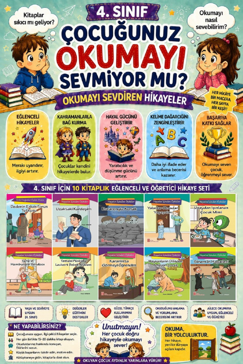 4.Sınıf Okumayı Sevdiren 10 Lu Hikaye Seti 3 (64 Sayfa)