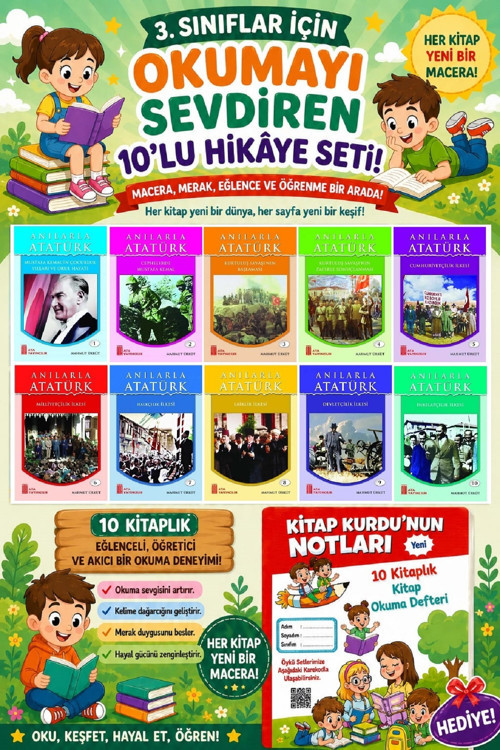 3.Sınıflar İçin Okumayı Sevdiren 10 Lu Hikaye Seti 2 (Kitap Okuma Defteri Hediyeli)