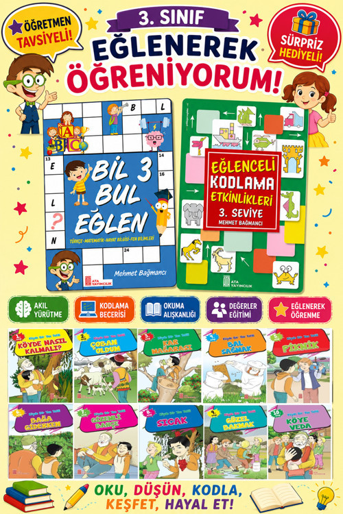 3.Sınıflar İçin Okumayı Sevdiren 10 Lu Hikaye Seti -Bil Bul Eğlen-Kodlama 2 (Okulda Evde Tatilde)