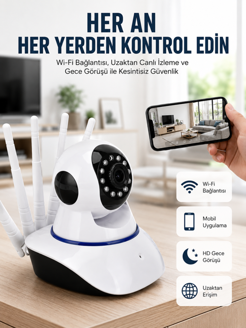 uygun LED Aydınlatmalı 5 Antenli Motorlu 1080P Wifi Kamera Sensörlü Yeni Nesil popüler