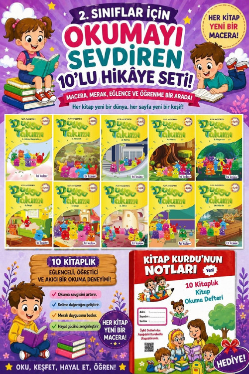 2.Sınıflar İçin Okumayı Sevdiren 10 Lu Hikaye Seti 8 (Kitap Okuma Defteri Hediyeli)