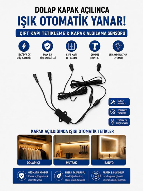 Dolap Kapak Sensörü Gömme 2 Li