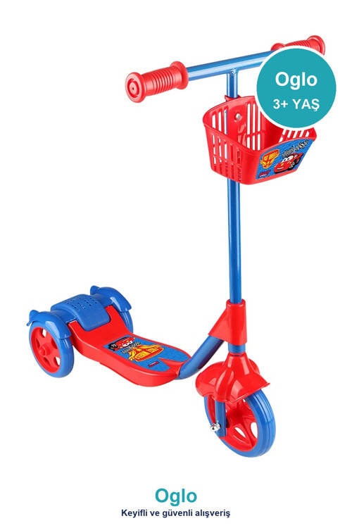 Çocuk Scooter 3 Tekerlekli Frenli Sepetli — Dengeli İlk Scooter, Ayarlanabilir Gidon 3+ Yaş