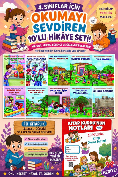 4.Sınıflar İçin Okumayı Sevdiren 10 Lu Hikaye Seti 5 (Kitap Okuma Defteri Hediyeli)