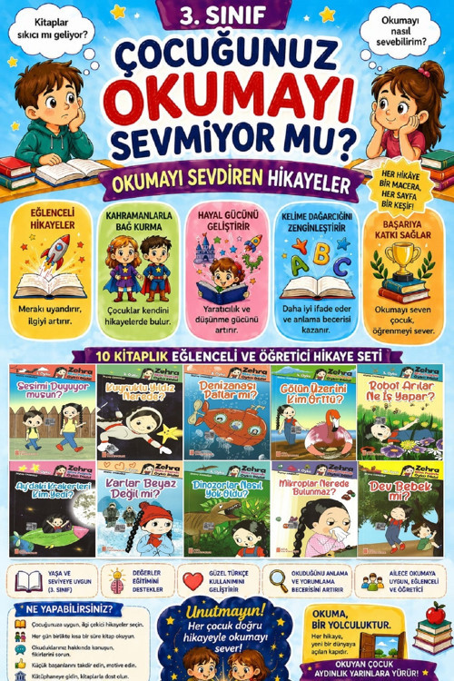 3.Sınıf Okumayı Sevdiren 10 Lu Hikaye Seti 15 (64 Sayfa)