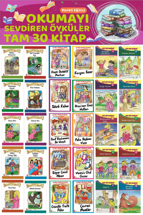 2.Ve 3.Sınıflar İçin Renkli Eğitici Okumayı Sevdiren Hikayeler (30 Kitap)