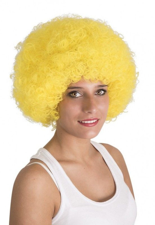 Sarı Renk Kıvırcık Afro Bonus Peruk (50001)
