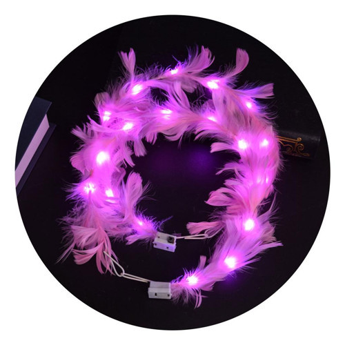 Led Işıklı Rengarenk Yanan 3 Fonksiyonlu Otrişli Parti Tacı Pembe Renk 12x12 cm (50001)