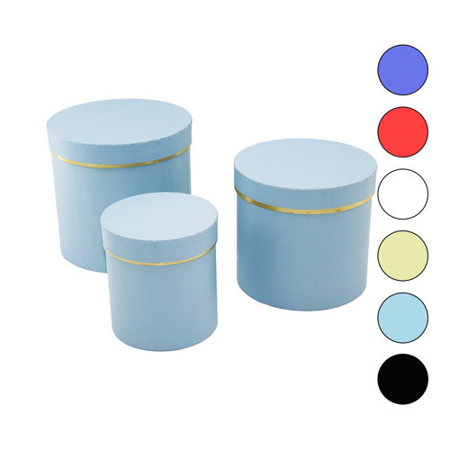 3PCS YUVARLAK MAT RENKLİ - DÜZ RENK KARTON HEDİYE KUTUSU 18-16-12CM (50001)
