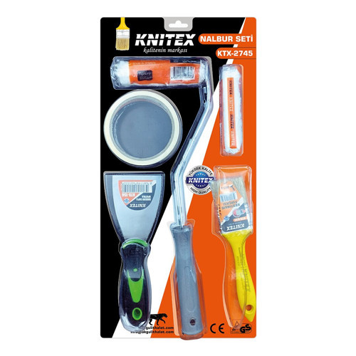 5PCS BOYACI - NALBUR SET SPATULA - KESTİRME FIRÇA - YEDEK RULO - BANT - 10CM FIRÇA (50001)