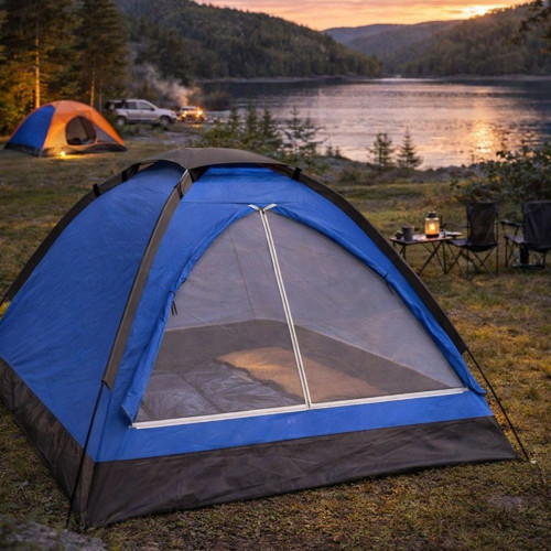 3 Kişilik Manuel Kamp Çadırı – Düz Kapılı Outdoor Aile, Doğa, Piknik ve Kamp Çadırı 200x150x110 cm (