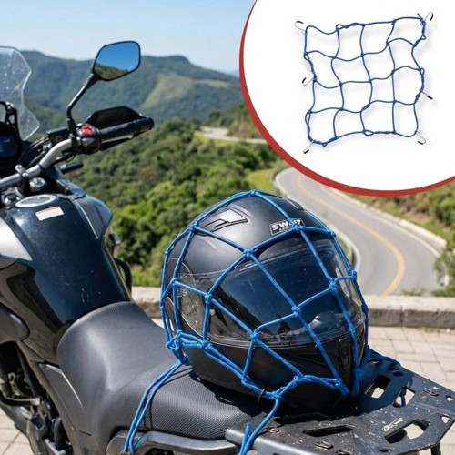 Kask Esnek Motosiklet Kask ve Bagaj Filesi – Kask Sabitleyici Plastik Kancalı Taşıma Ağı 35x35 cm (