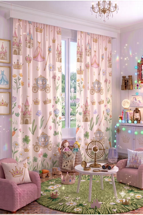 140X260 Cm 2 Kanat Bebek Çocuk Odası Fon Perdesi Desenli Dekoratif Dijital Baskılı Premium Çocuk Odası Perdesi