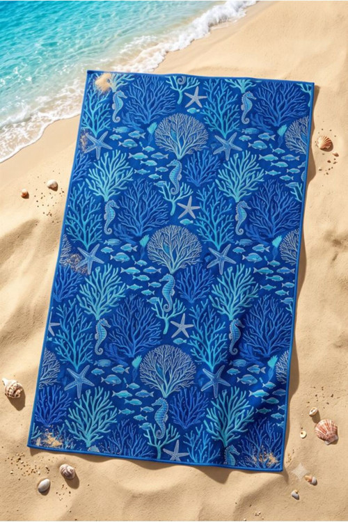 75X150 Cm Plaj Havlusu Deniz Koleksiyonu Premium Özel Tasarım Hızlı Kuruyan Mikrofiber Havlu