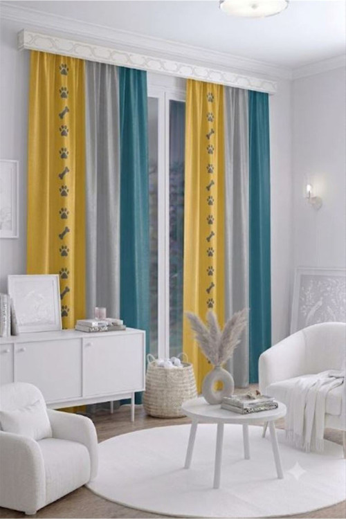 Bebek Çocuk Odası Fon Perdesi 100 X 250 Cm 1 Kanat Sevimli Desenli Dekoratif Dijital Baskılı Premium Çocuk Odası Perdesi