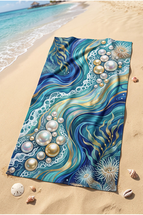 75X150 Cm Plaj Havlusu Deniz Koleksiyonu Premium Özel Tasarım Hızlı Kuruyan Mikrofiber Havlu