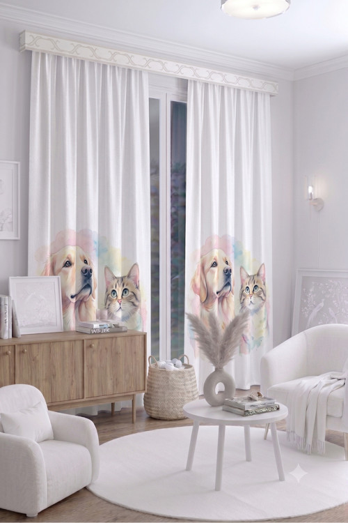 Bebek Çocuk Odası Fon Perdesi 100 X 250 Cm 1 Kanat Sevimli Desenli Dekoratif Dijital Baskılı Premium Çocuk Odası Perdesi