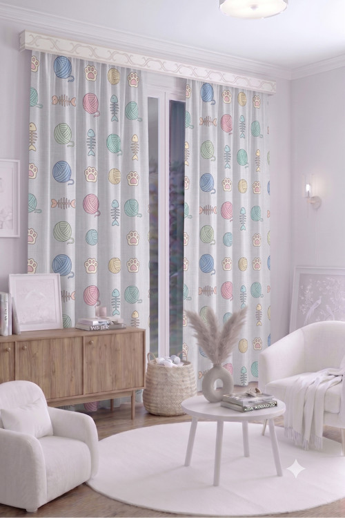 Bebek Çocuk Odası Fon Perdesi 100 X 250 Cm 1 Kanat Sevimli Desenli Dekoratif Dijital Baskılı Premium Çocuk Odası Perdesi