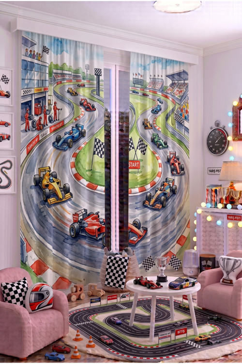 140X260 Cm 2 Kanat Bebek Çocuk Odası Fon Perdesi Desenli Dekoratif Dijital Baskılı Premium Çocuk Odası Perdesi