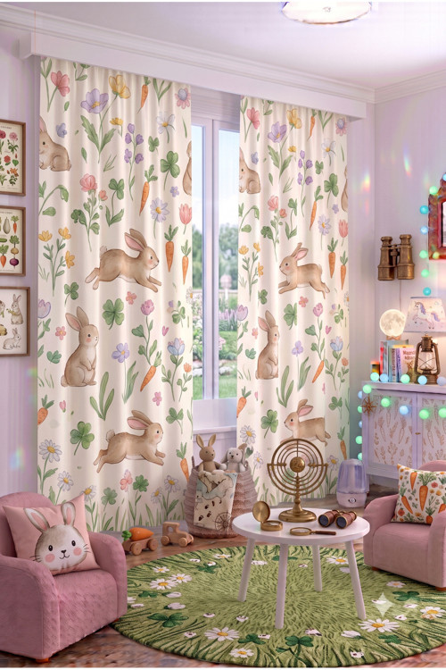 140X260 Cm 2 Kanat Bebek Çocuk Odası Fon Perdesi Desenli Dekoratif Dijital Baskılı Premium Çocuk Odası Perdesi