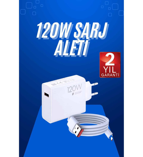 120 Watt Turbo Hızlı Şarj Aleti Seti Hızlı Şarj Adaptörü Beyaz