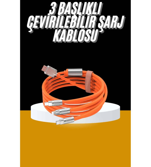 120W 3 İn 1 Uyumlu Silikon Şarj Kablosu Hızlı Şarj Kablosu