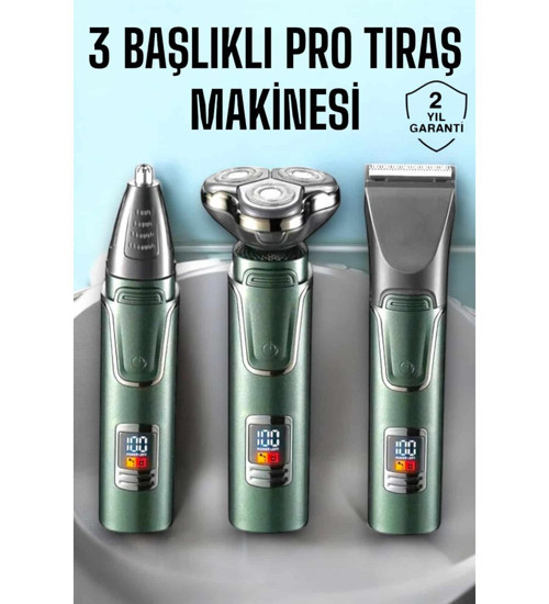 3 Başlıklı Profesyonel Saç ve Sakal Bakım Seti Vücut, Burun ve Kulak Tüy Alma
