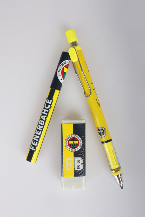 x Dekomus Lisanslı Fenerbahçe Uçlu Kalem,Silgi ve 0.7 mm Uç Tüpü Seti