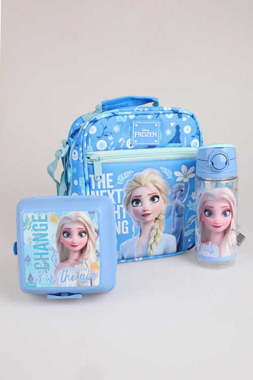 x Dekomus Lisanslı "Ice Queen Collection" Elsa Frozen Beslenme Çantası,Beslenme Kabı,500 Ml Matara Seti