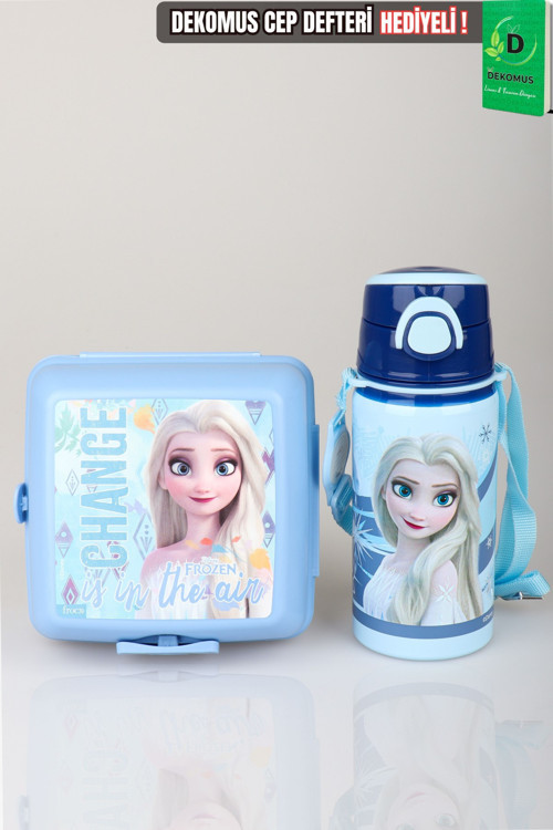 x Dekomus Lisanslı Elsa Frozen Ice Princess Collection 500 Ml Çelik Matara Ve Beslenme Kabı Seti